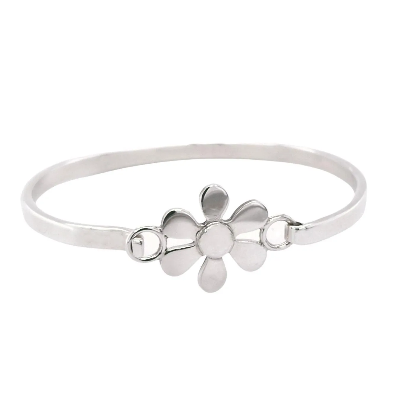 Personalised Sterling Silver Solid Flower Bangle