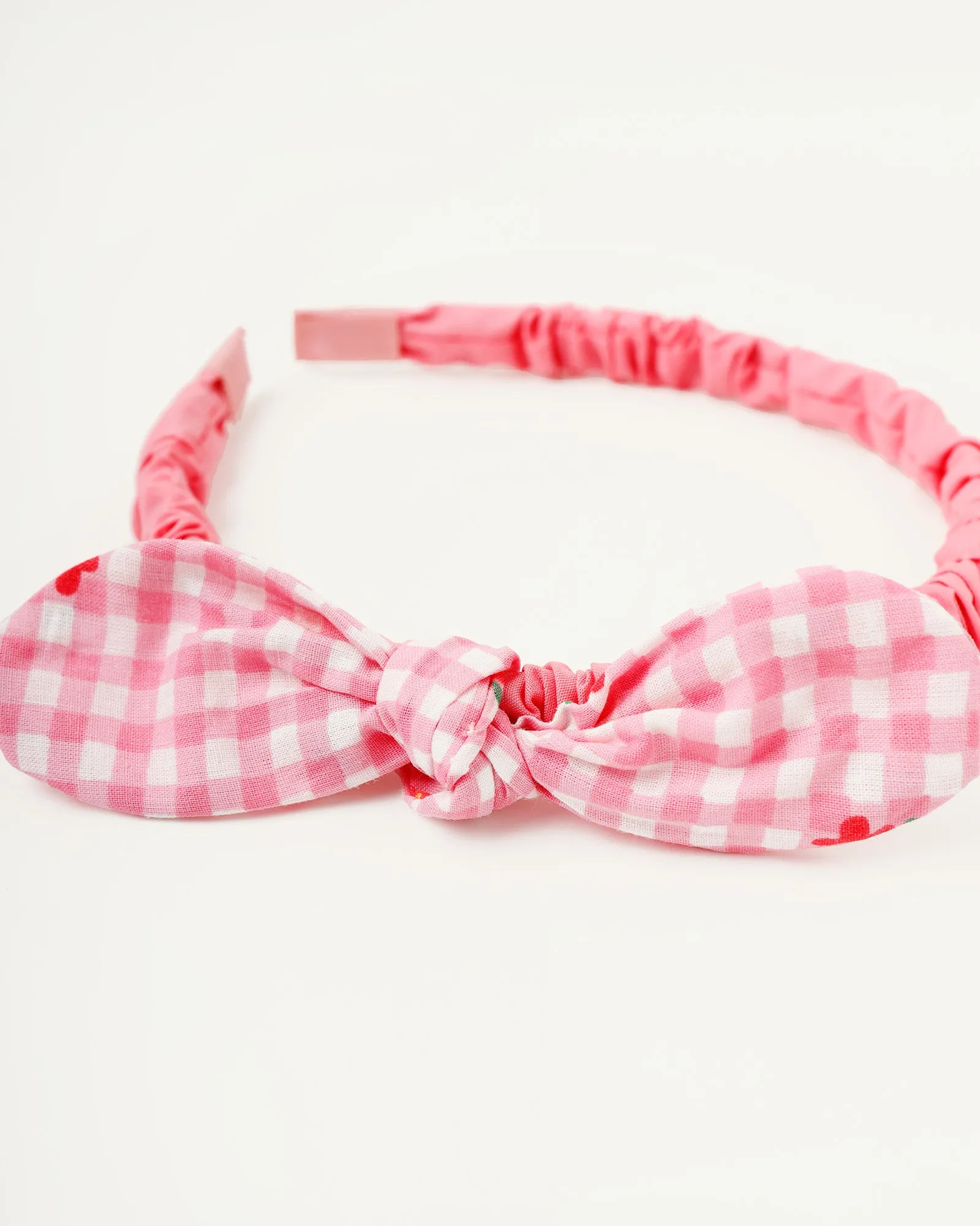 Pink Check Bow Headband