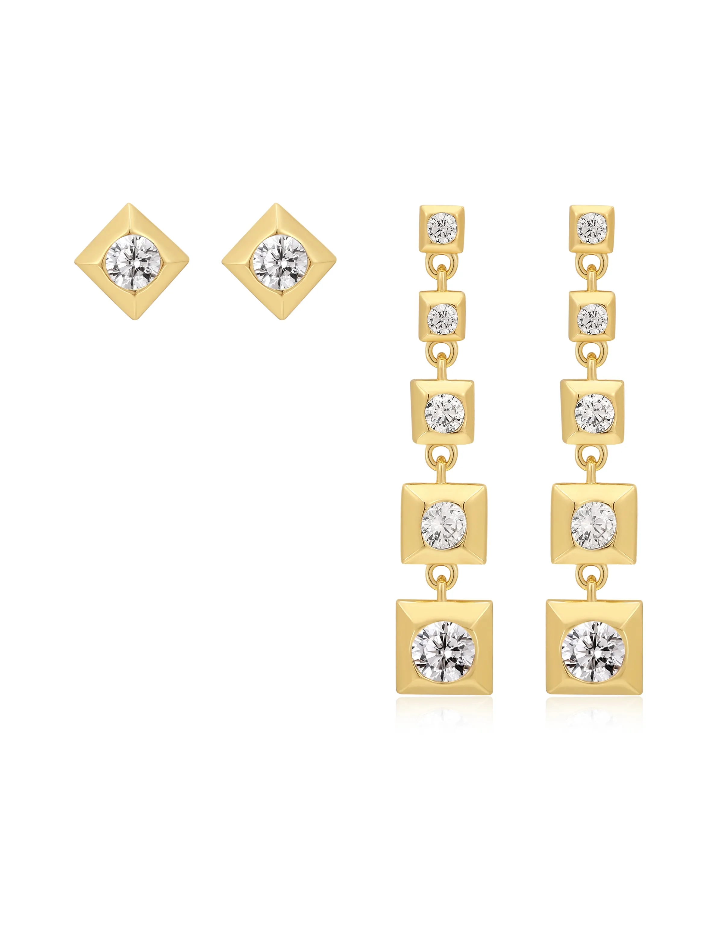 Pyramid Drop Studs- Gold