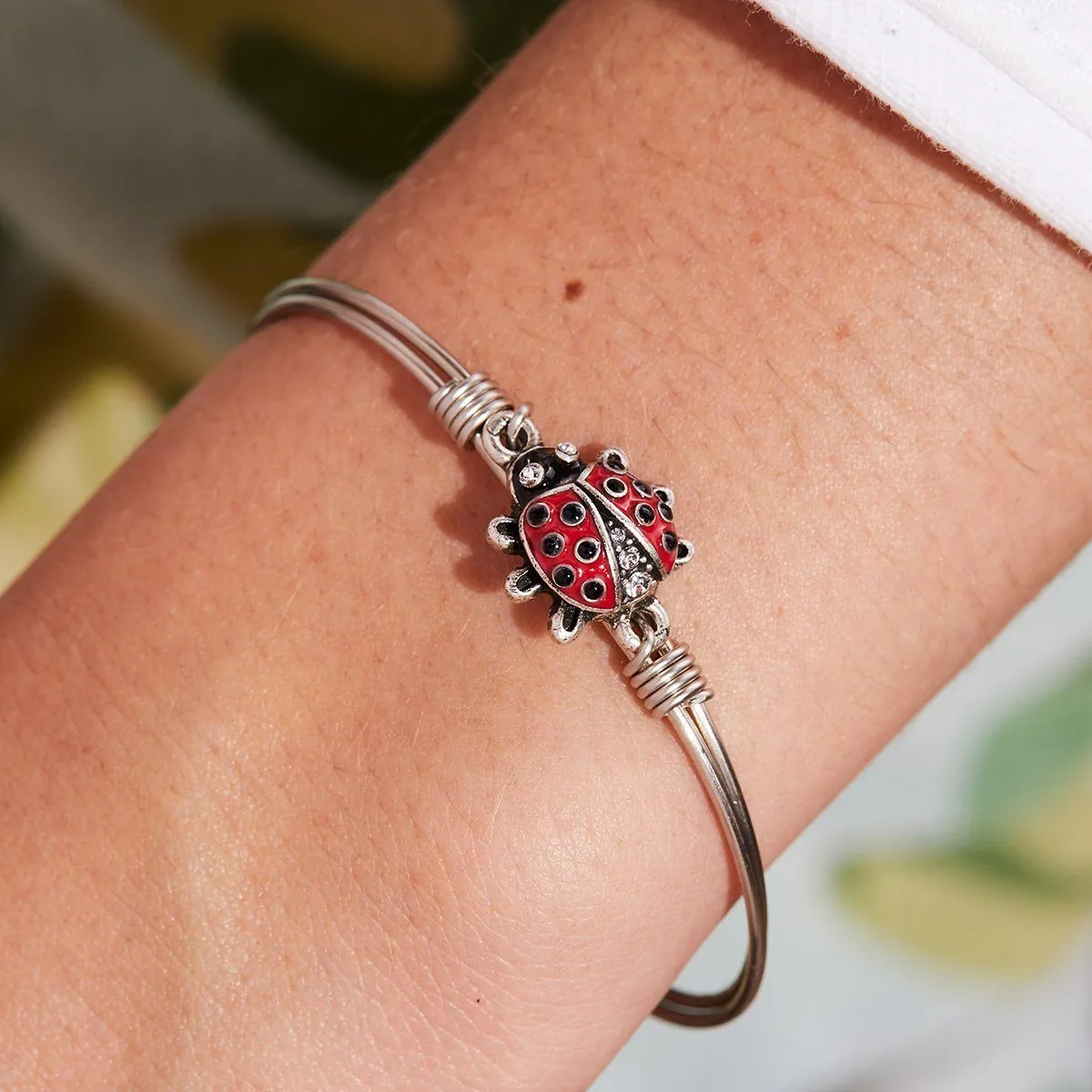 Red Ladybug Bangle Bracelet