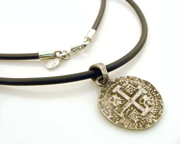 Rubber Cord Choker with Celtic Coin