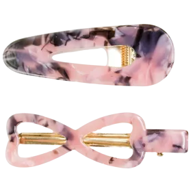 Serendipity Hair Clip Set in Pink Marble