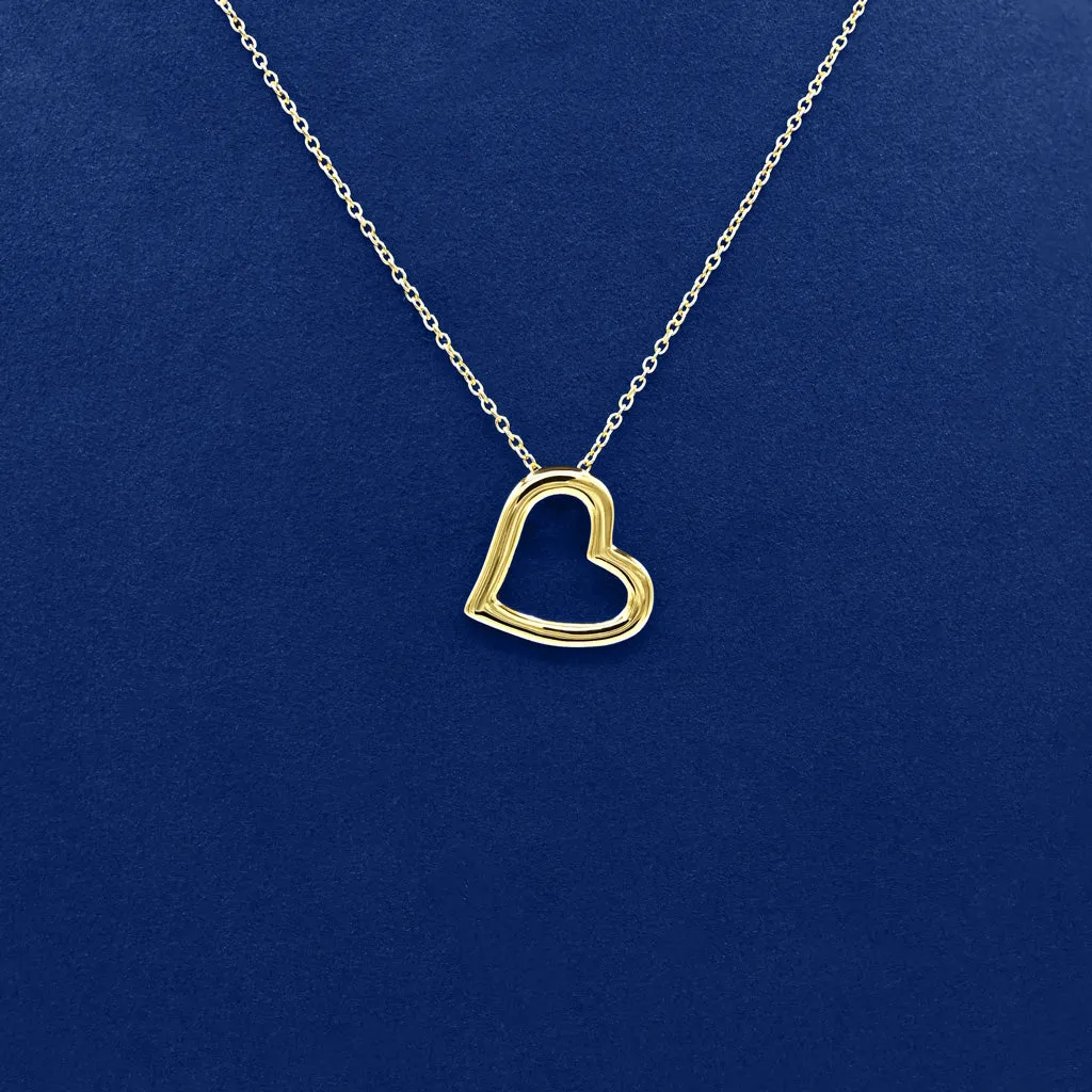 Delicate Small 24K Gold Heart Pendant Necklace for Women