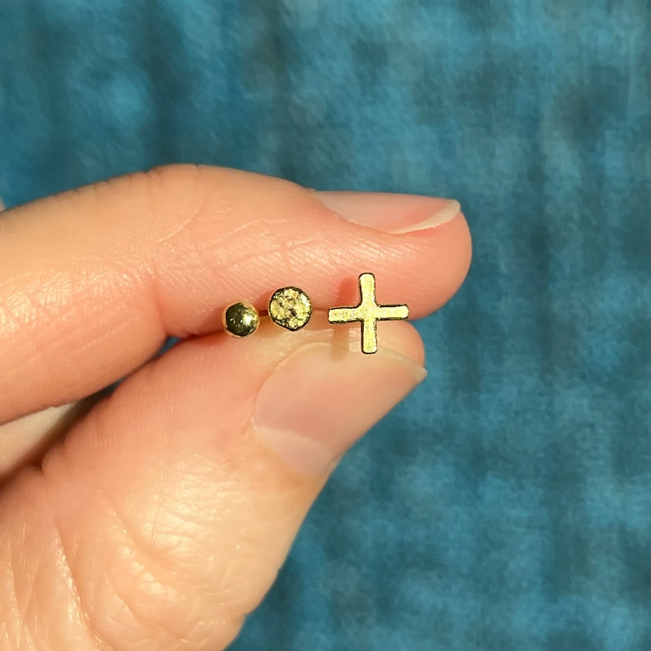 Small positive stud earrings, single or pair