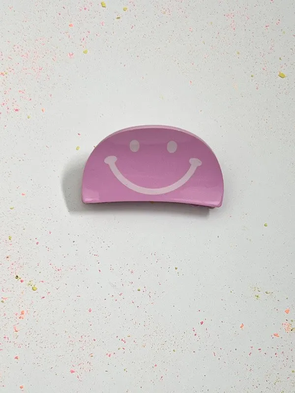 Smiley Face Half Circle Claw Clip