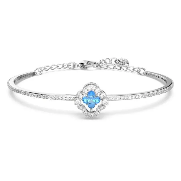 SPARKLING DANCE BANGLE, BLUE, RHODIUM PLATED