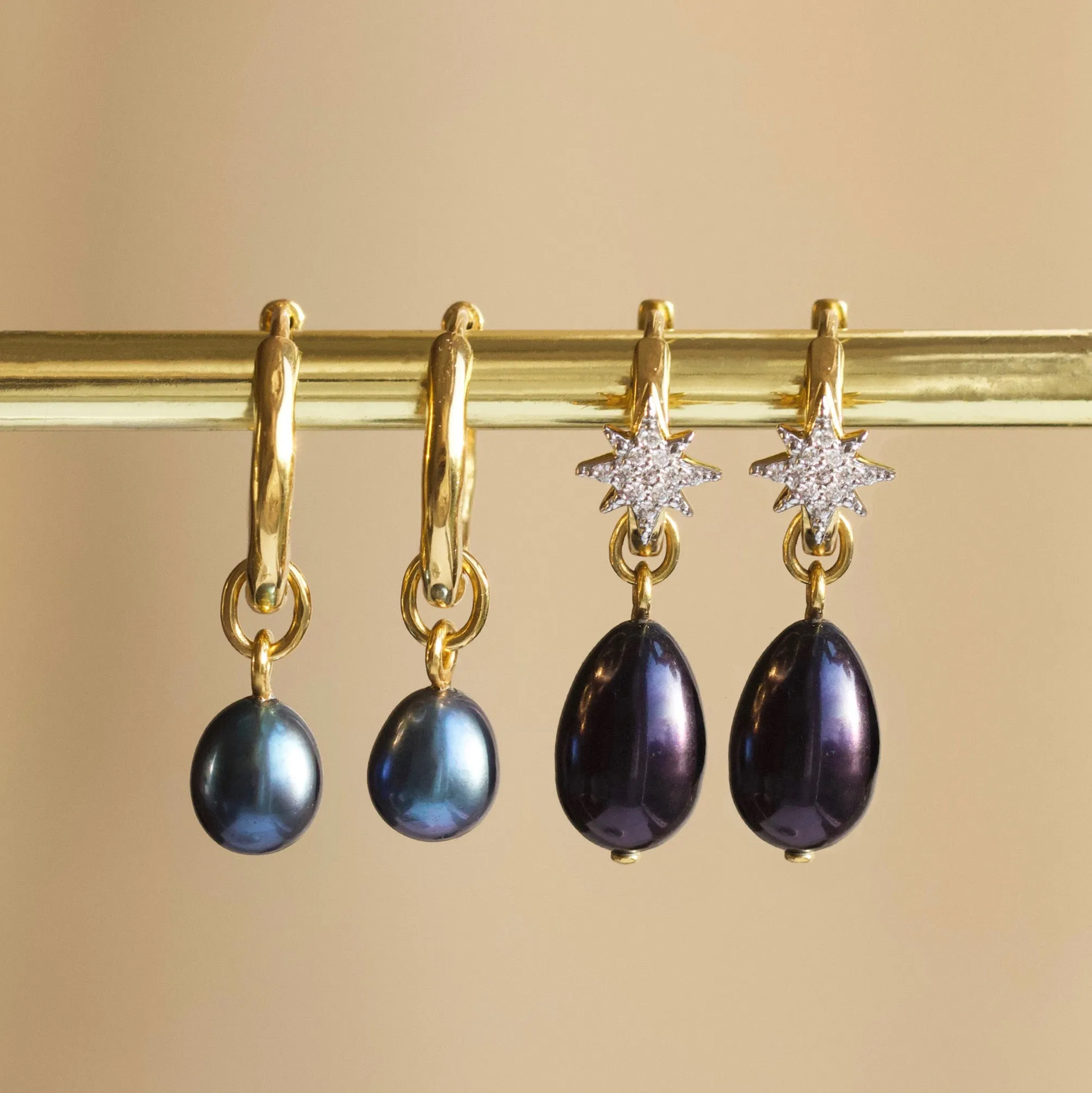 Starburst Black Pearl Drop Earrings