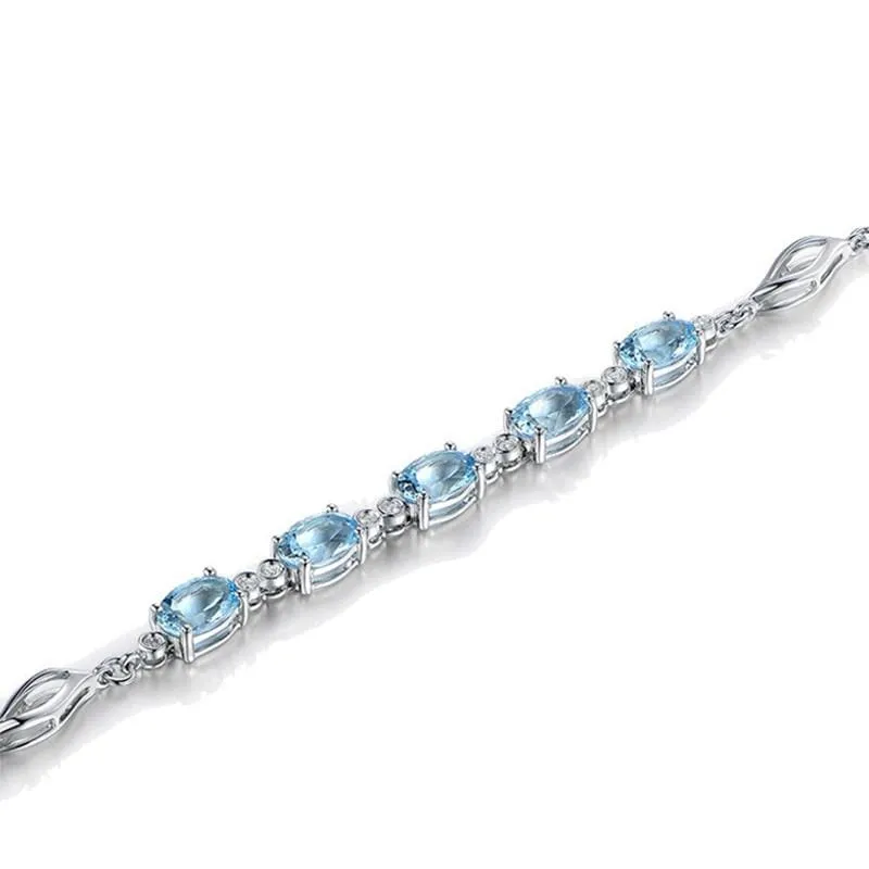 Sterling Silver Blue Topaz Charm Bracelet