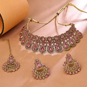 Sukkhi Angelic Gold Plated Choker Necklace Set For Women