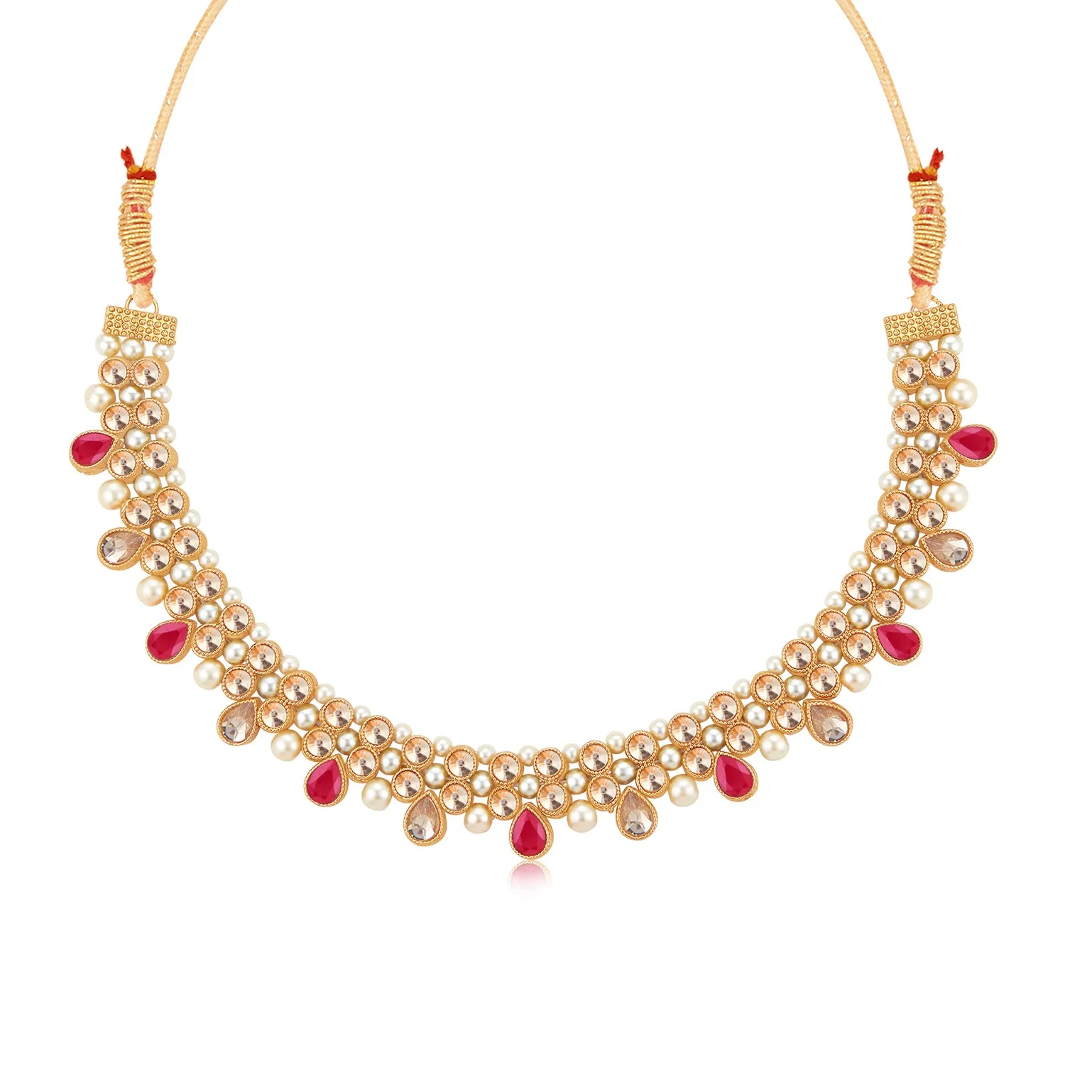 Sukkhi Beautiful Gold Plated Kundan & Pearl Choker Necklace Set for Women