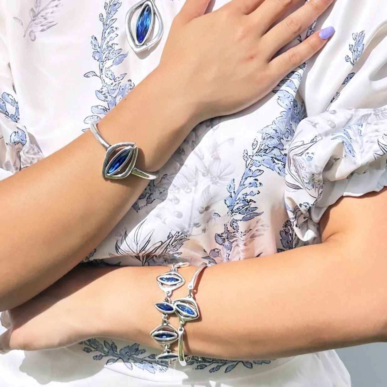 TRA-LA-RA BLUE NAVETT CUFF BRACELET