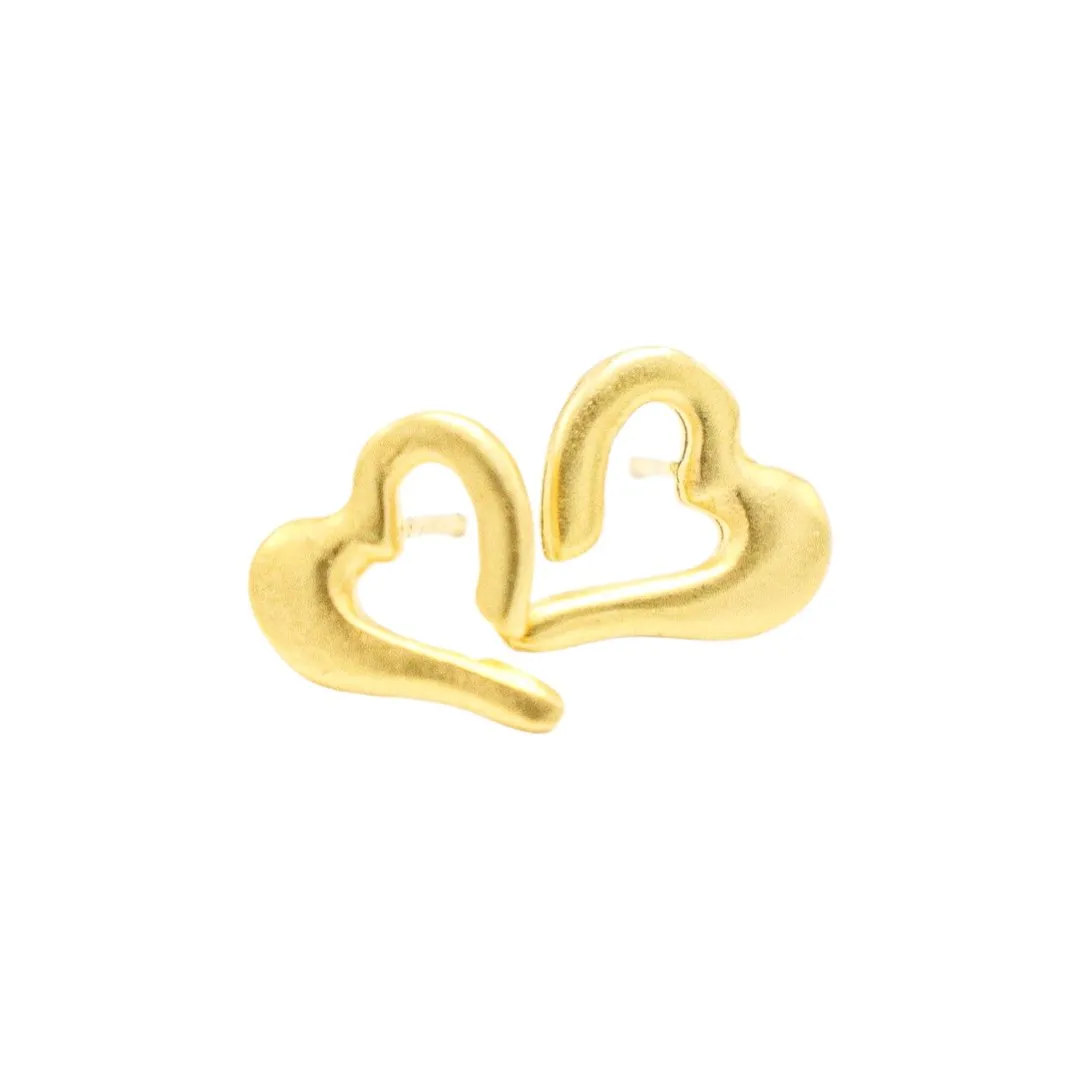 TRA-LA-RA GOLD CUORE HEART STUD EARRING