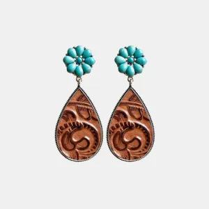 Turquoise Flower Teardrop Earrings