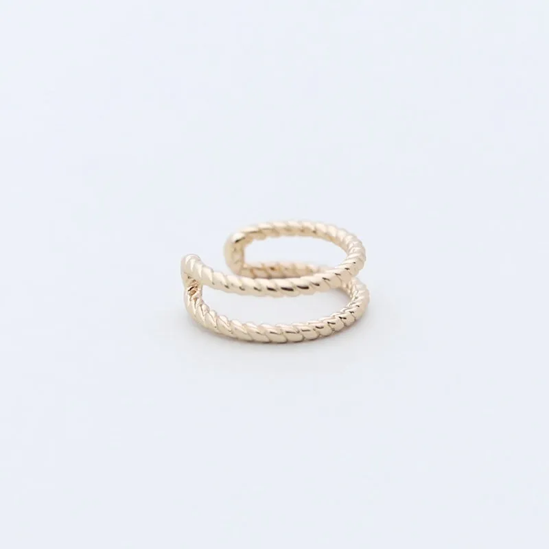 Two Rope Lines Ear Cuff - Gold