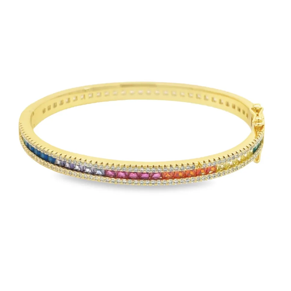 Two Sided Rainbow Baguette Bangle