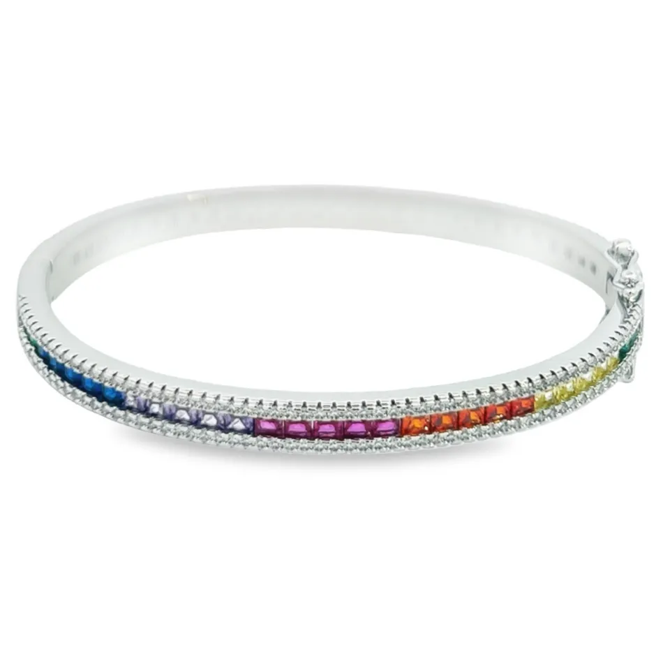 Two Sided Rainbow Baguette Bangle