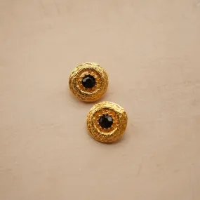 Vintage Textured Stone Clip-On Earrings