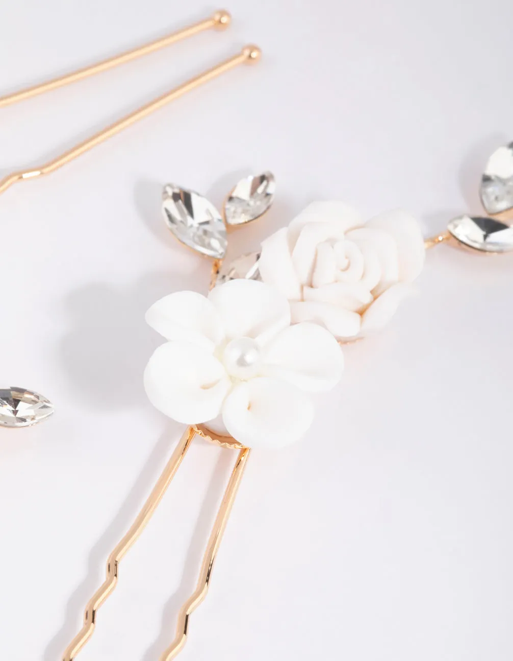 White Flower Hair Pin Pack