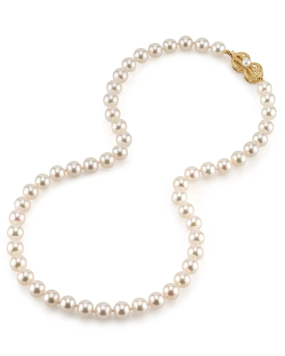 White Japanese Akoya Choker Length Pearl Necklace, 7.5-8.0mm - AAA Quality