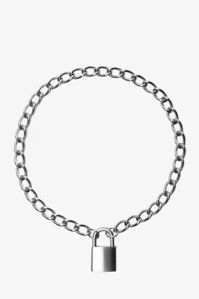 XL Padlock Choker Chain | Silver